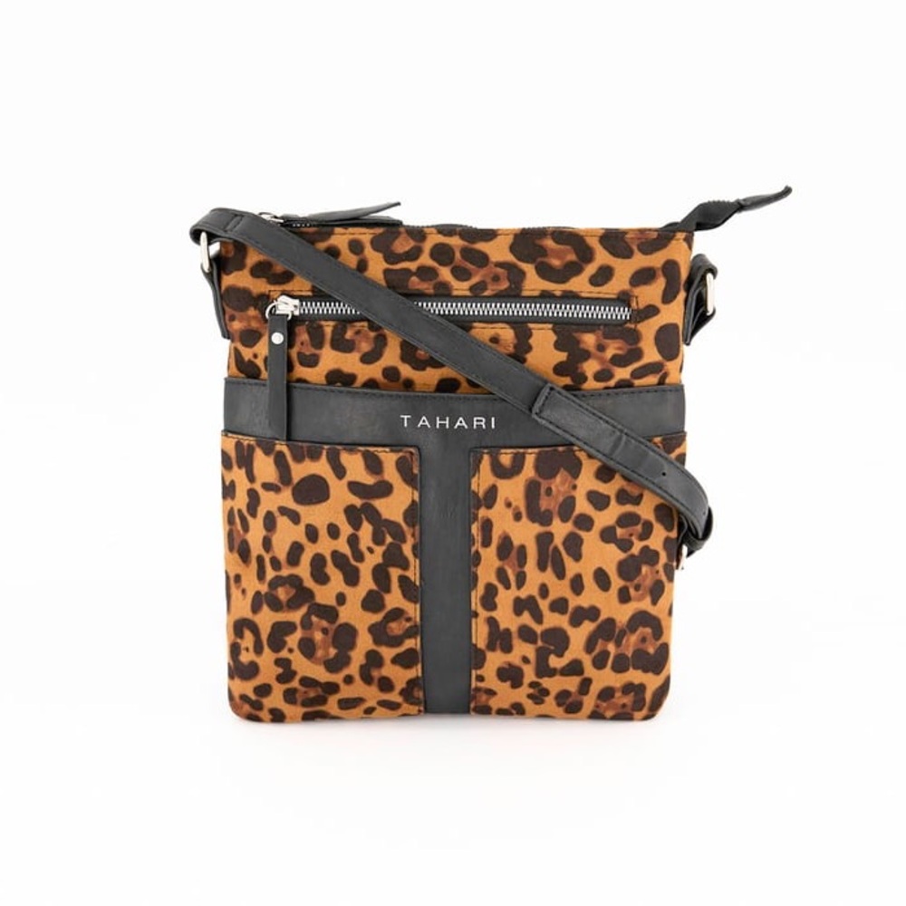 TAHARI New Brown & Black Leopard Print Crossbody Bag (OS)